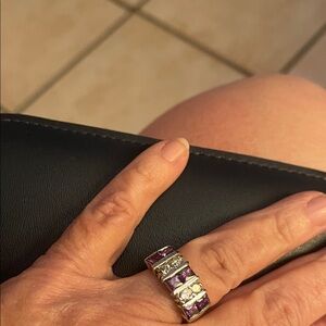 Purple and clear Gemstone Ring size: 7